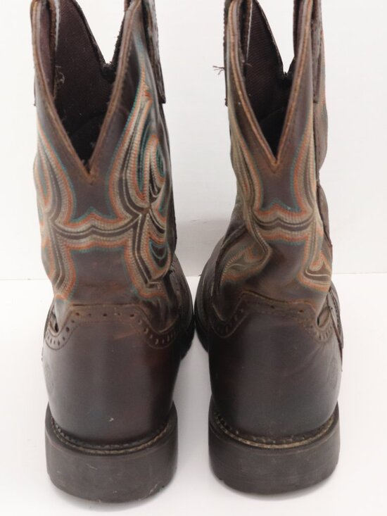 Justin Men\'s Western Work Boots Brown Steel Toe Waterproof Size 9B